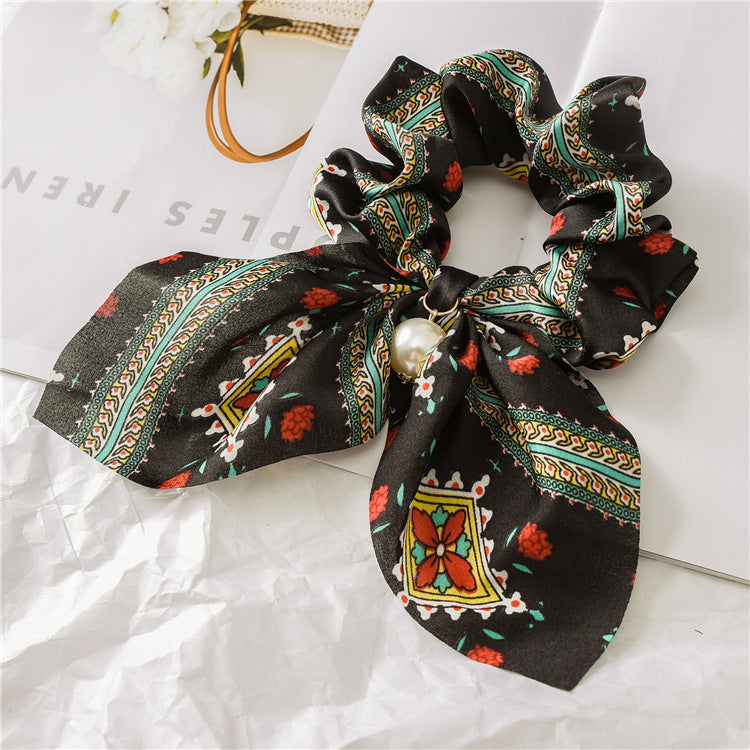Pearl Pendant Large Intestine Ring Hair Band Women's Hair Knot Knotted Big Bow Hair Rope Pearl Pendant Large Intestine Ring Hair Band Women's Hair Knot Knotted Big Bow Hair Rope